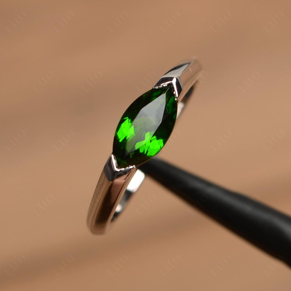 East West Marquise Cut Diopside Ring - LUO Jewelry