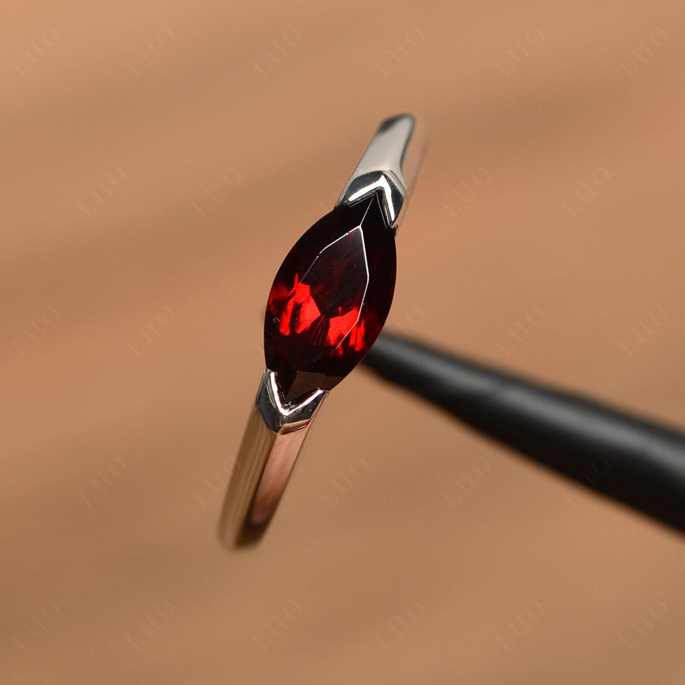 Garnet East West Bezel Marquise Ring - LUO Jewelry
