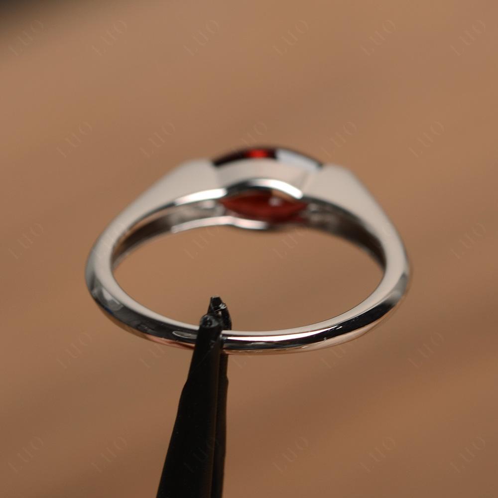 Garnet East West Bezel Marquise Ring - LUO Jewelry