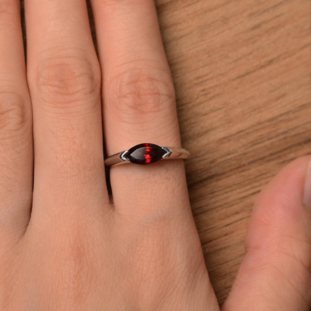 Garnet East West Bezel Marquise Ring - LUO Jewelry