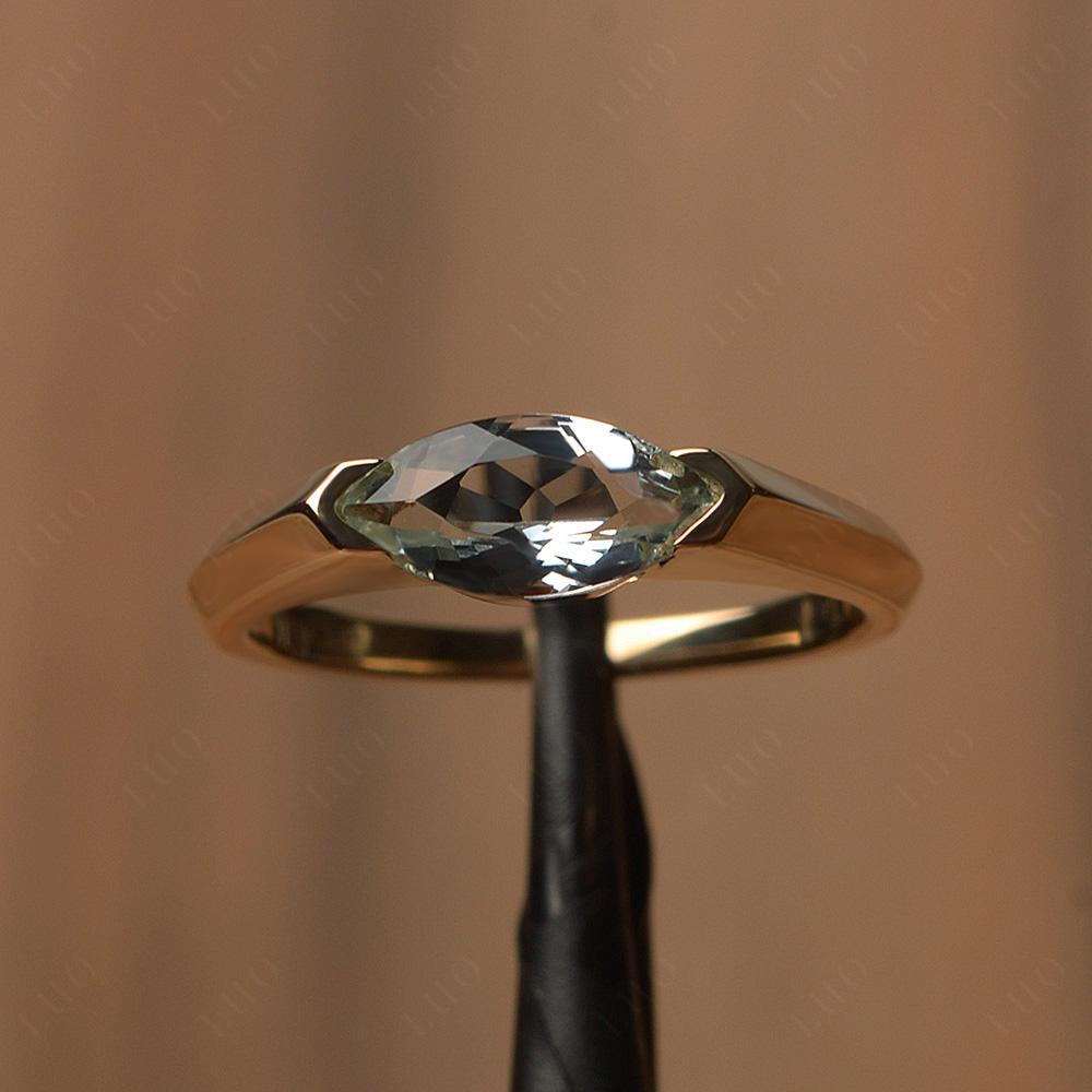 Green Amethyst East West Marquise Engagement Ring - LUO Jewelry