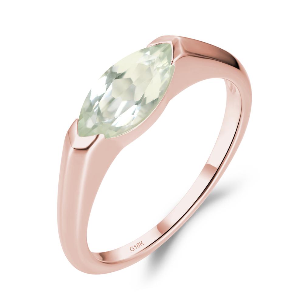 Green Amethyst East West Marquise Engagement Ring - LUO Jewelry #metal_18k rose gold