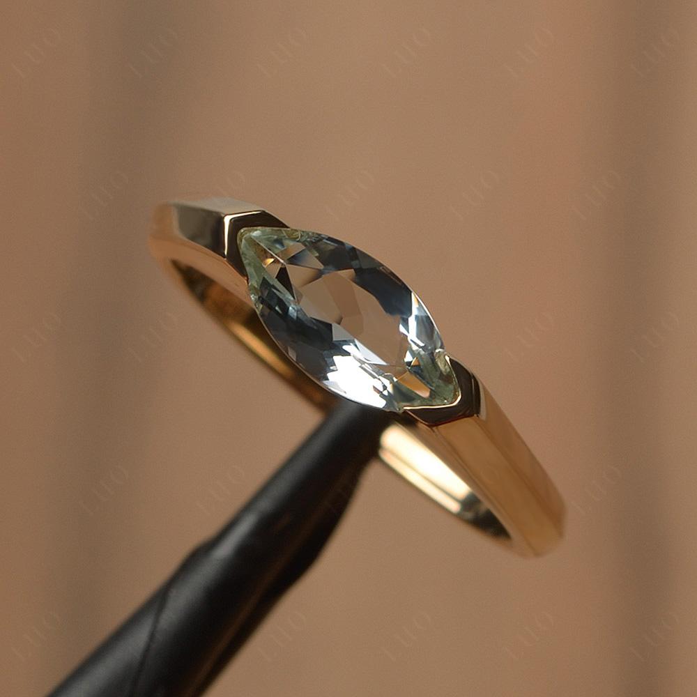 Green Amethyst East West Marquise Engagement Ring - LUO Jewelry