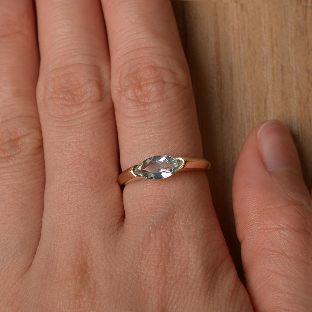 Green Amethyst East West Marquise Engagement Ring - LUO Jewelry