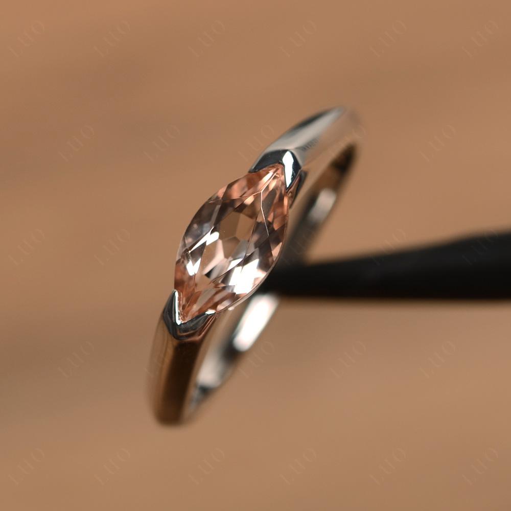 Morganite East West Bezel Marquise Ring - LUO Jewelry