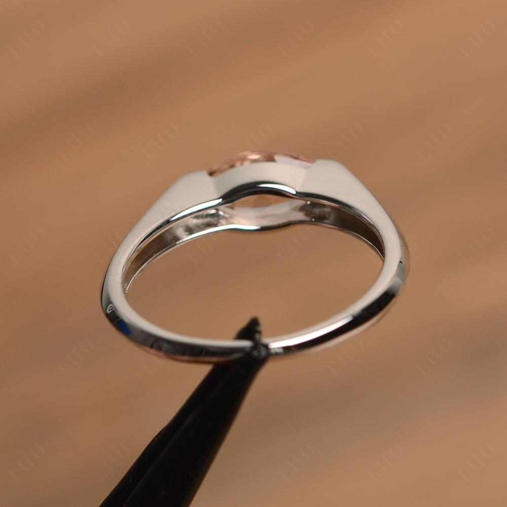 Morganite East West Bezel Marquise Ring - LUO Jewelry