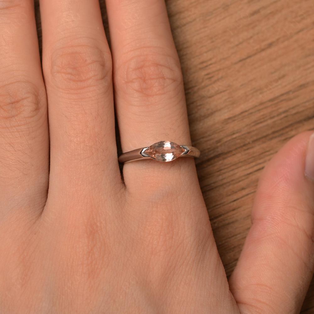 Morganite East West Bezel Marquise Ring - LUO Jewelry