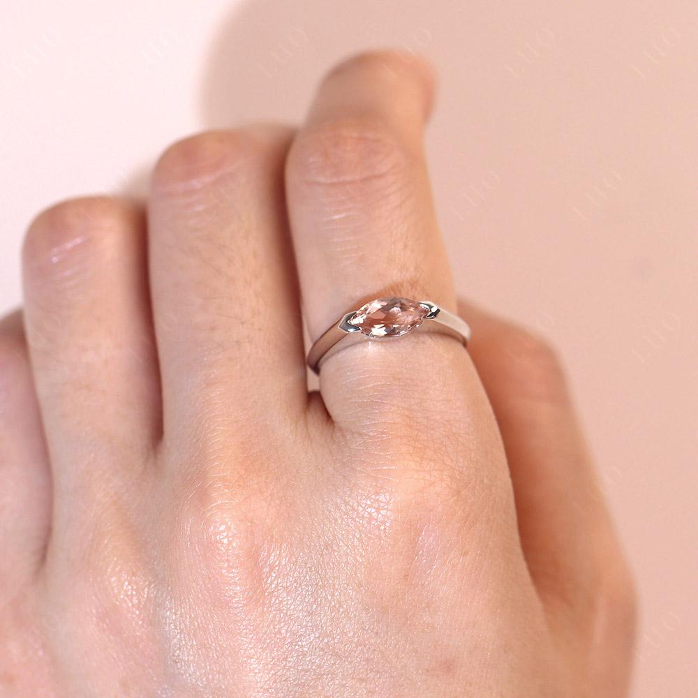 Morganite East West Bezel Marquise Ring - LUO Jewelry
