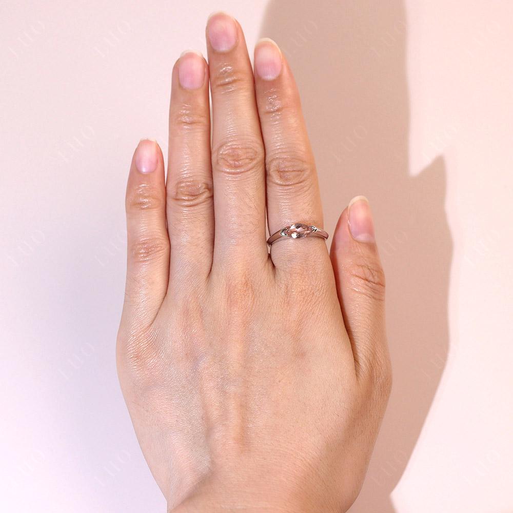 Morganite East West Bezel Marquise Ring - LUO Jewelry