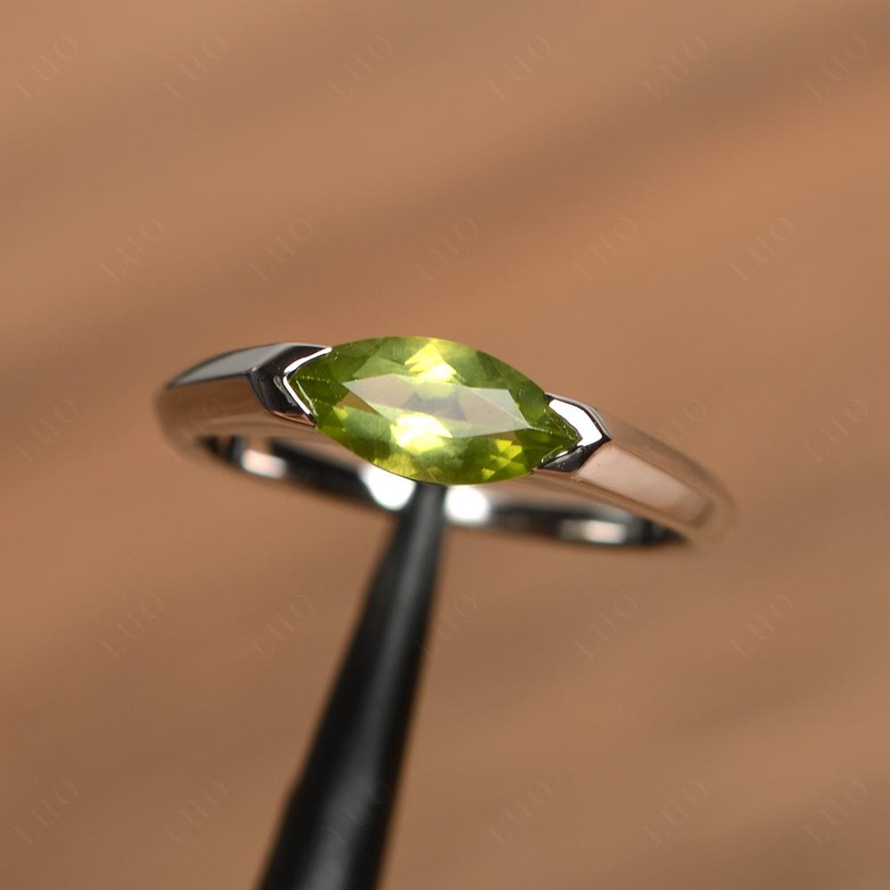 Peridot East West Marquise Engagement Ring - LUO Jewelry