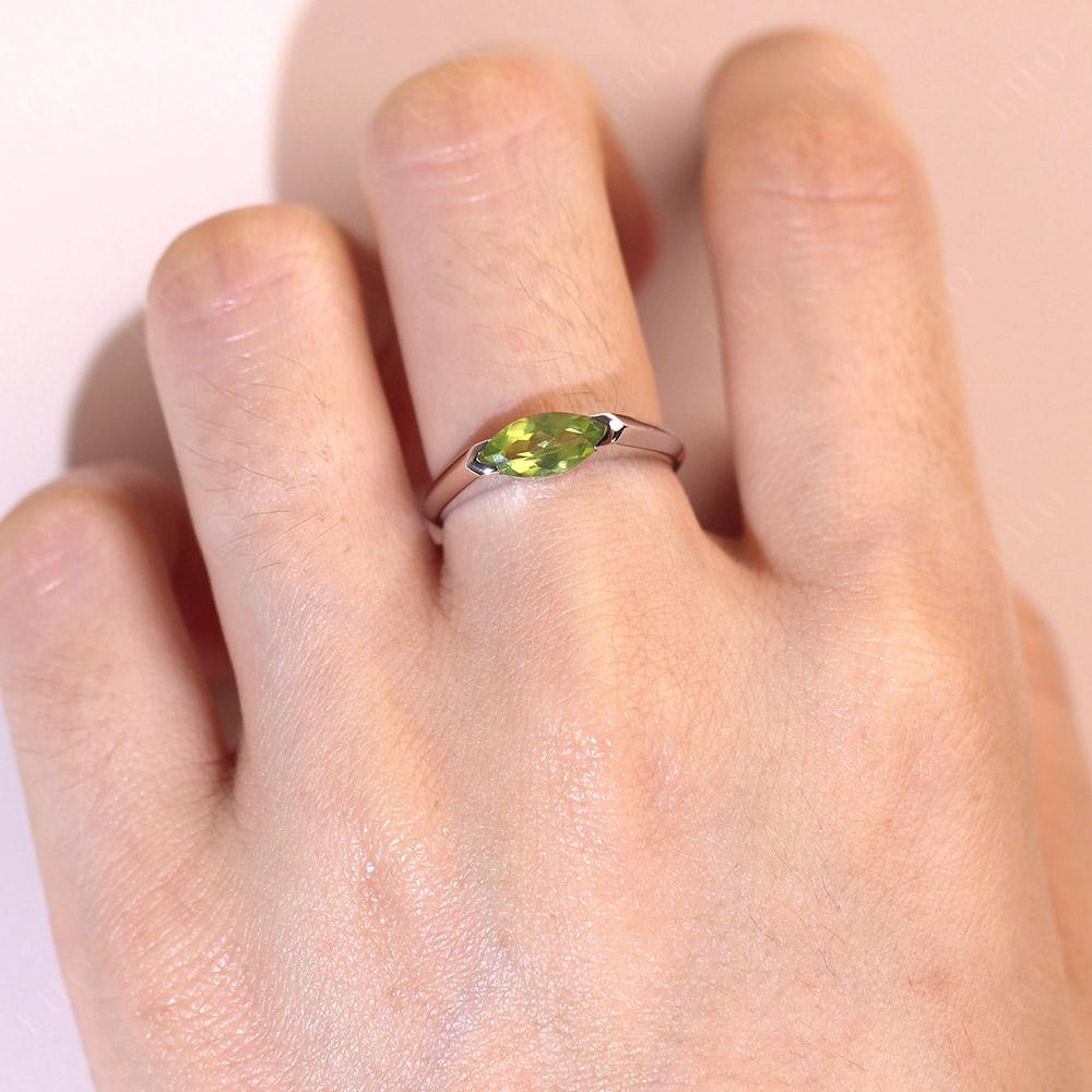 Peridot East West Marquise Engagement Ring - LUO Jewelry