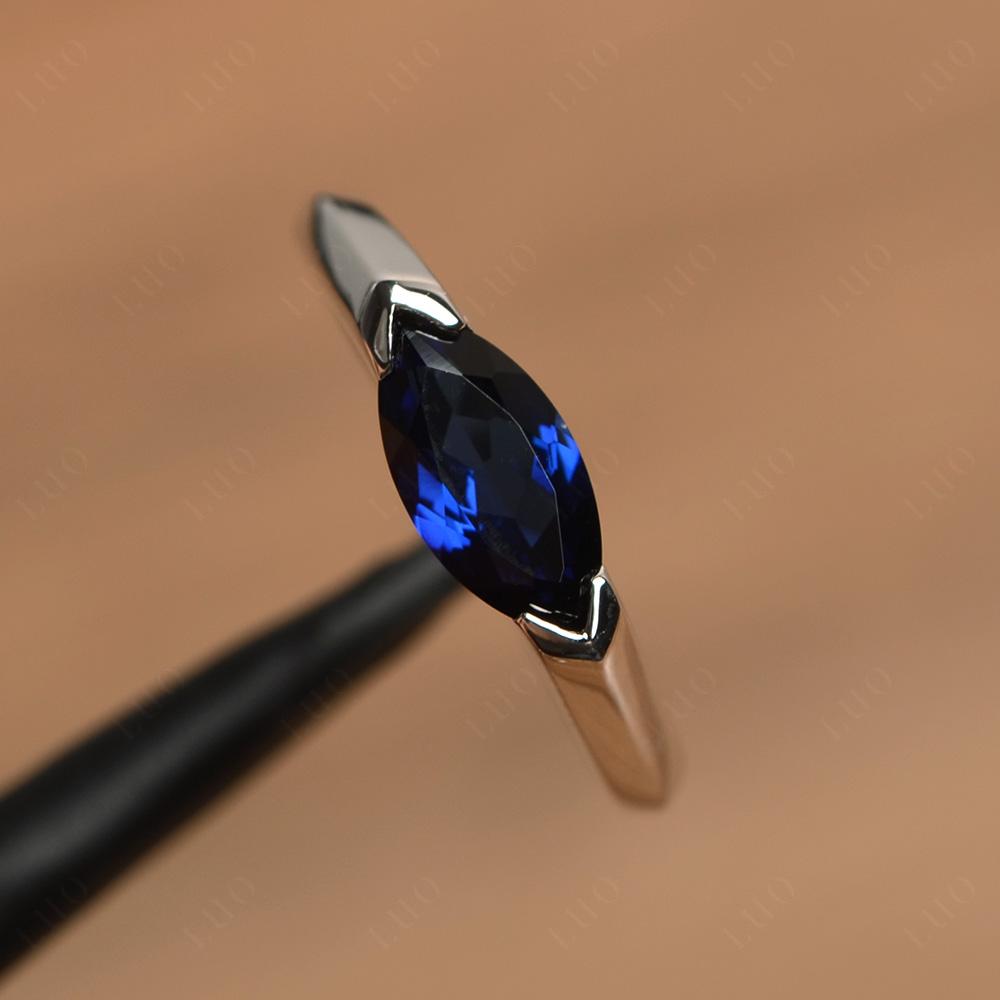 Sapphire East West Marquise Ring - LUO Jewelry