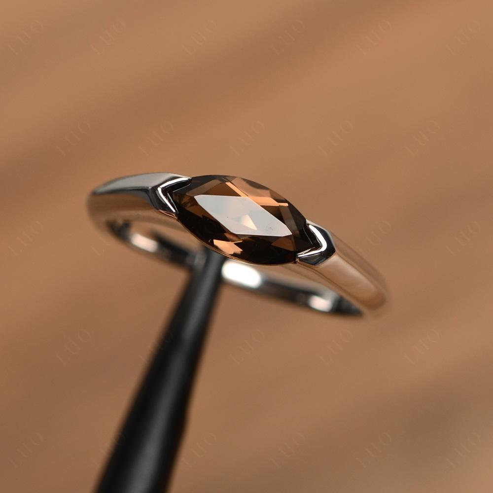 Smoky Quartz East West Bezel Marquise Ring - LUO Jewelry