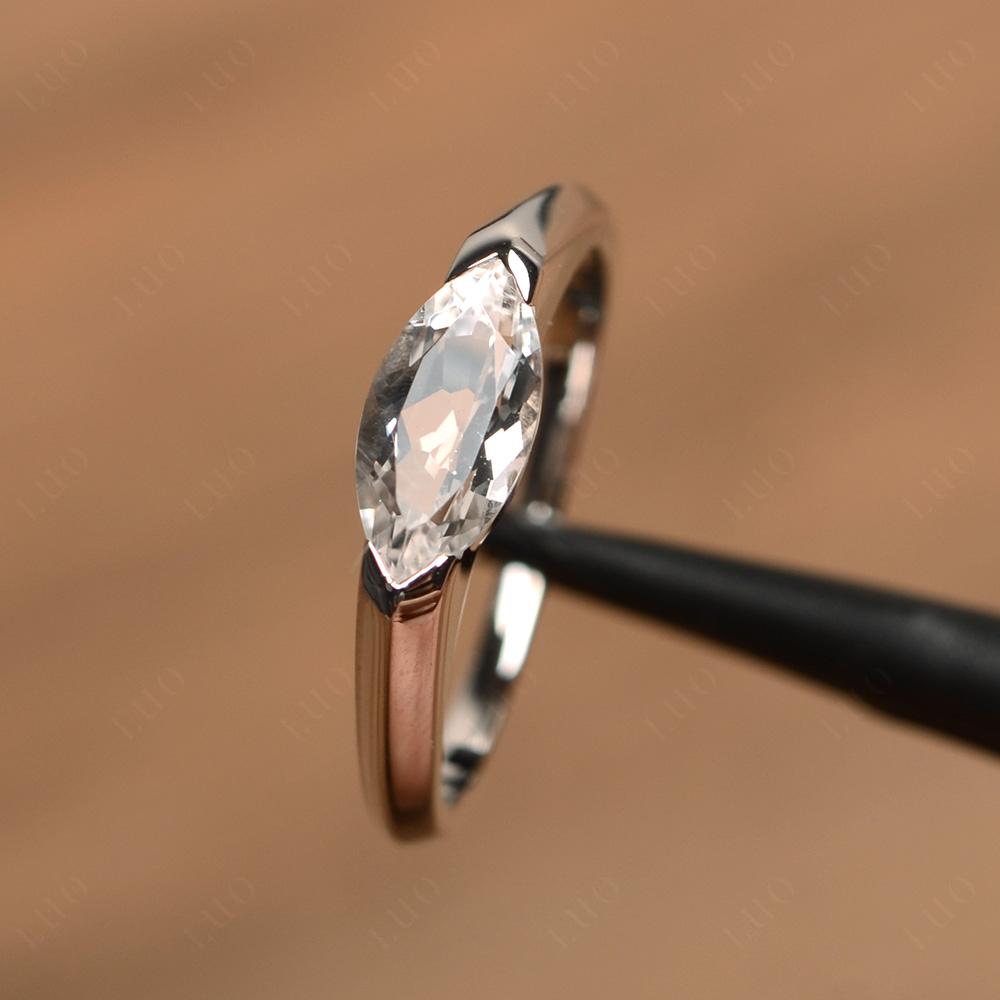 East West Marquise Cut White Topaz Ring - LUO Jewelry