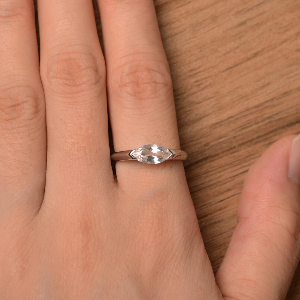 East West Marquise Cut White Topaz Ring - LUO Jewelry