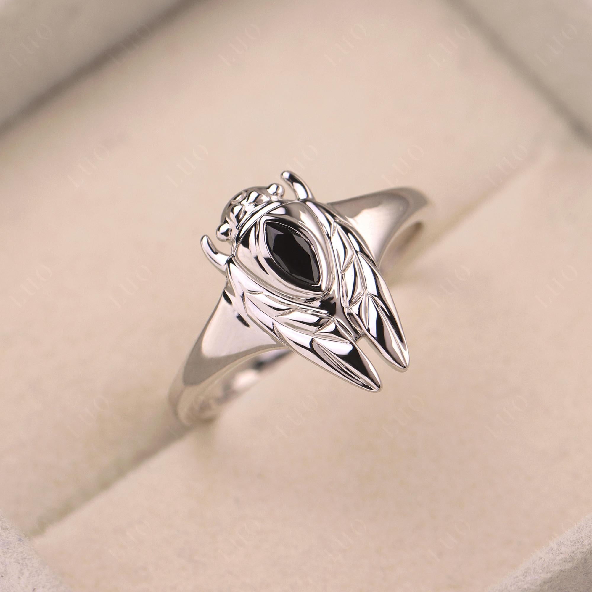 Black Spinel Cicada Ring