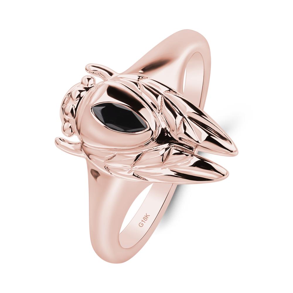 Black Spinel Cicada Ring - LUO Jewelry #metal_18k rose gold