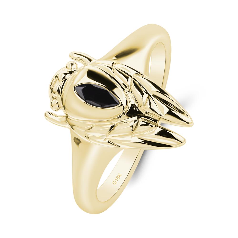 Black Spinel Cicada Ring - LUO Jewelry #metal_18k yellow gold