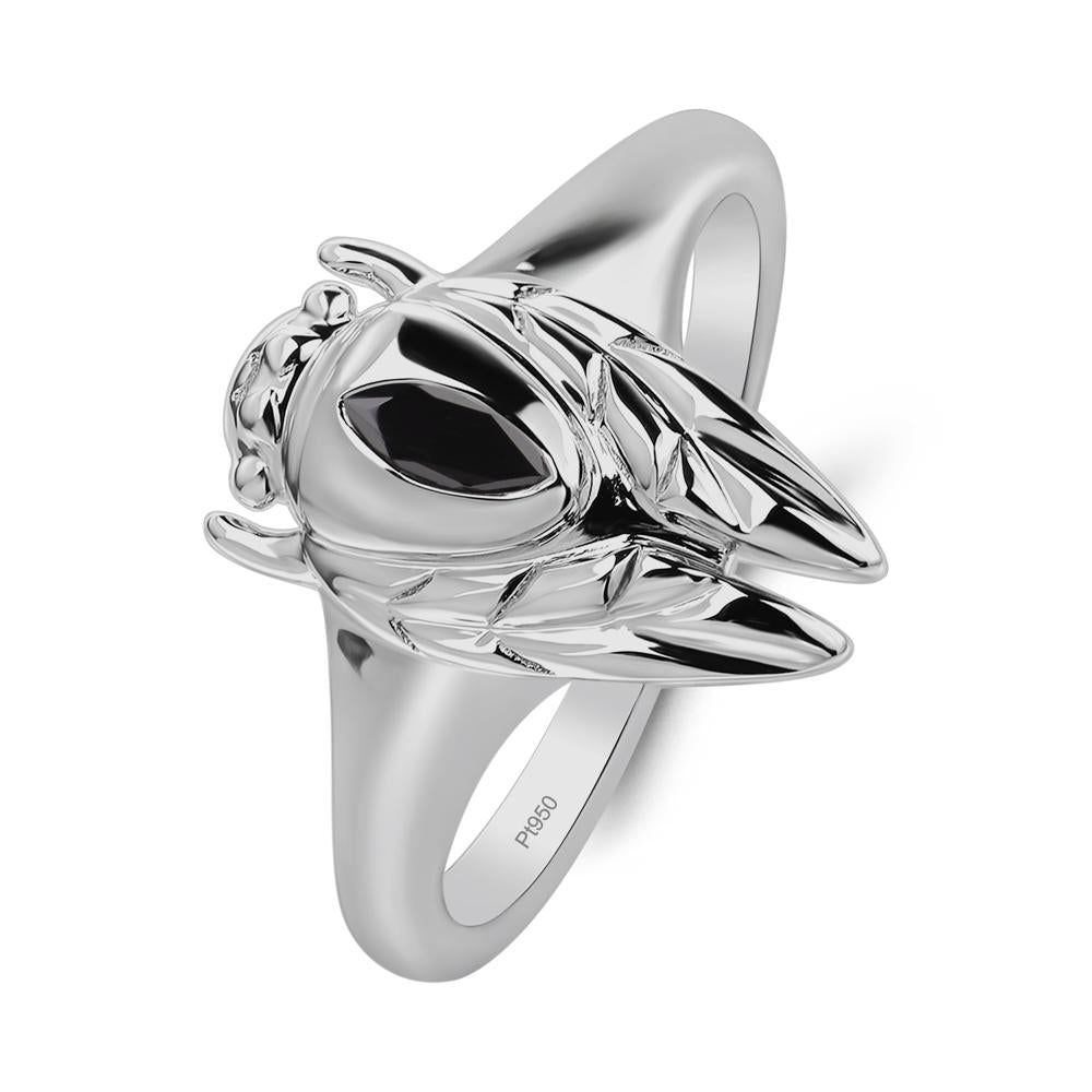Black Spinel Cicada Ring - LUO Jewelry #metal_platinum