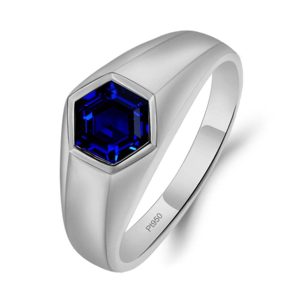Men's Sterling Silver Blue Sapphire Ring – Fashion Or Pinky Ring With Cubic Zirconia Accents