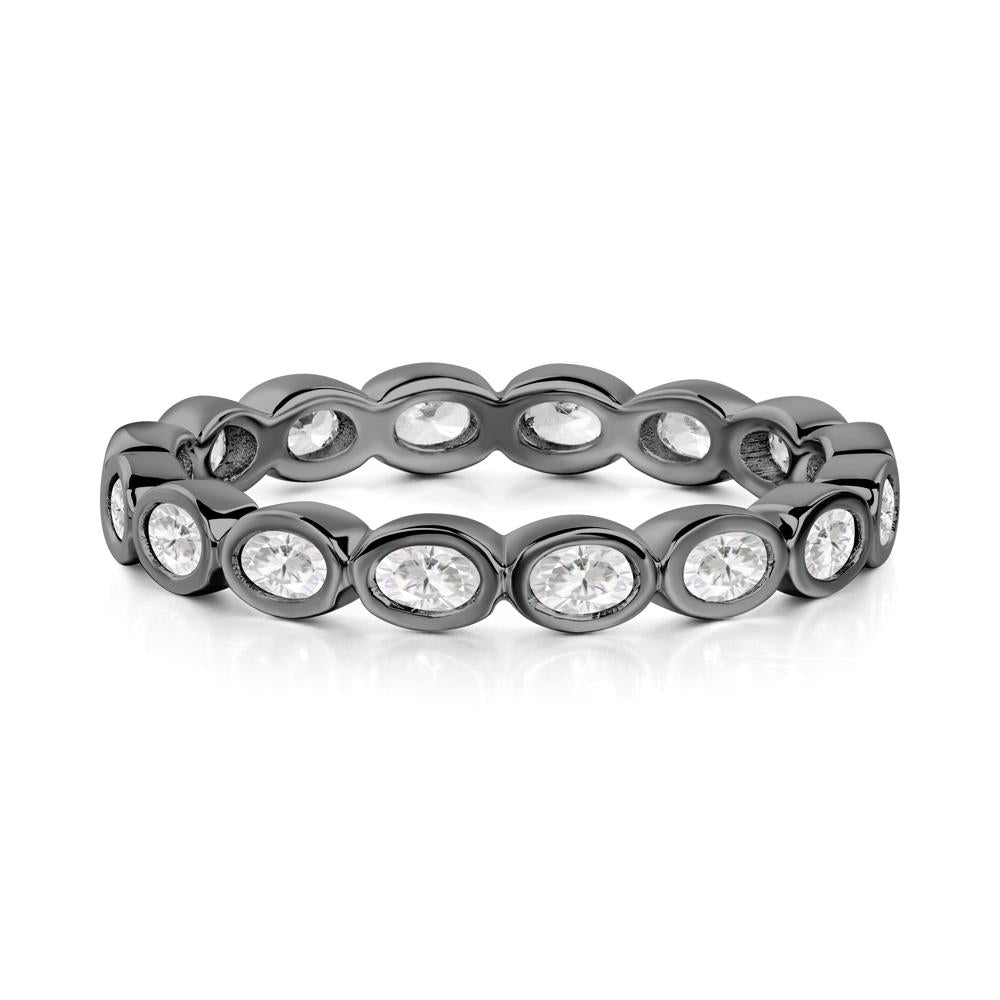 Cubic Zirconia Bezel Set Eternity Ring - LUO Jewelry #metal_black finish sterling silver