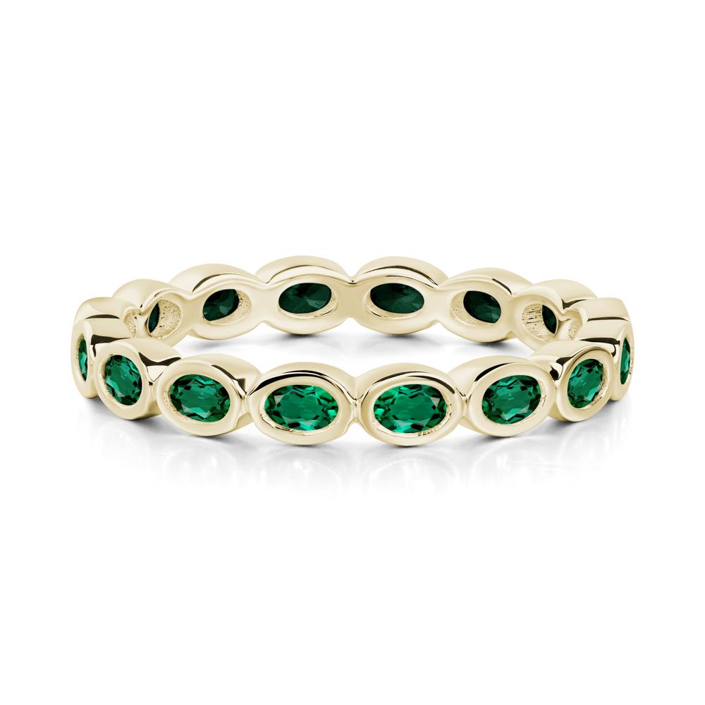 Emerald Bezel Set Eternity Ring - LUO Jewelry #metal_14k yellow gold