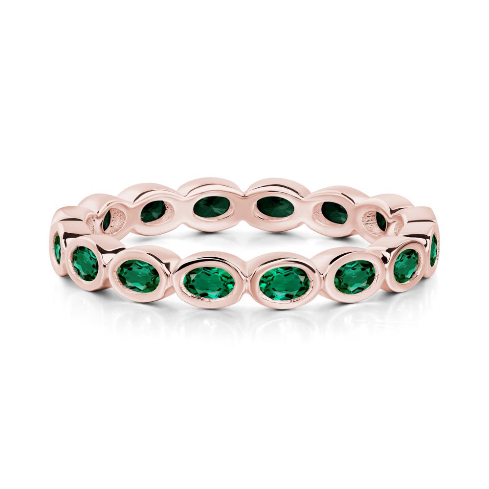 Emerald Bezel Set Eternity Ring - LUO Jewelry #metal_18k rose gold