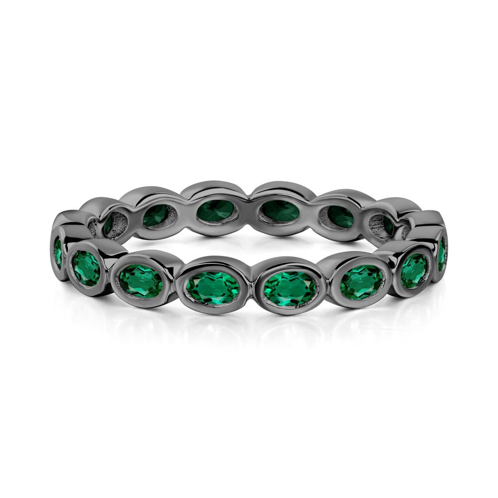 Emerald Bezel Set Eternity Ring - LUO Jewelry #metal_black finish sterling silver