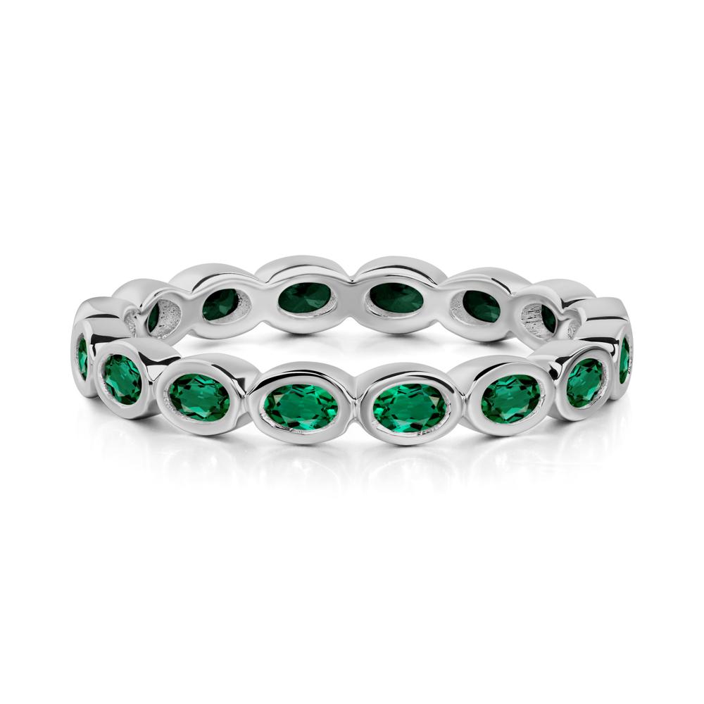 Emerald Bezel Set Eternity Ring - LUO Jewelry #metal_platinum