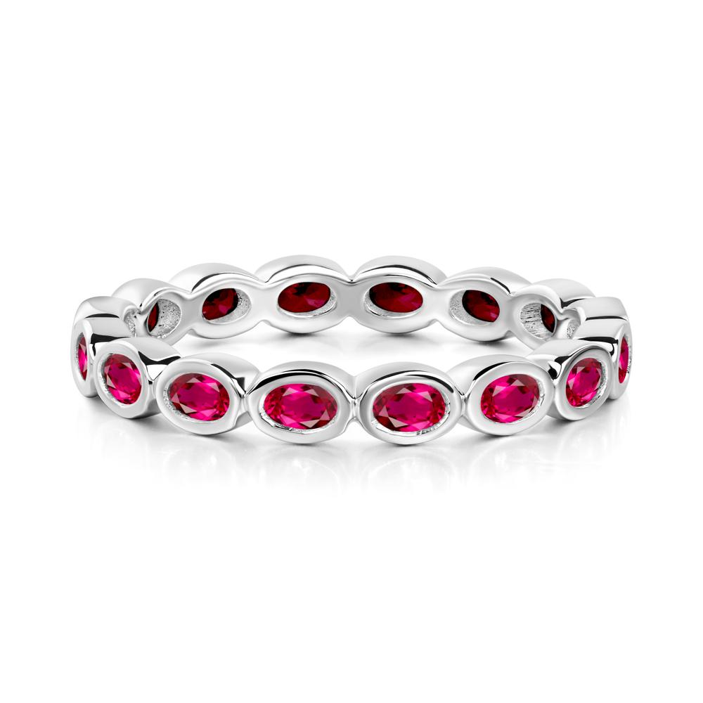 Ruby Eternity Oval Ring - LUO Jewelry #metal_18k white gold