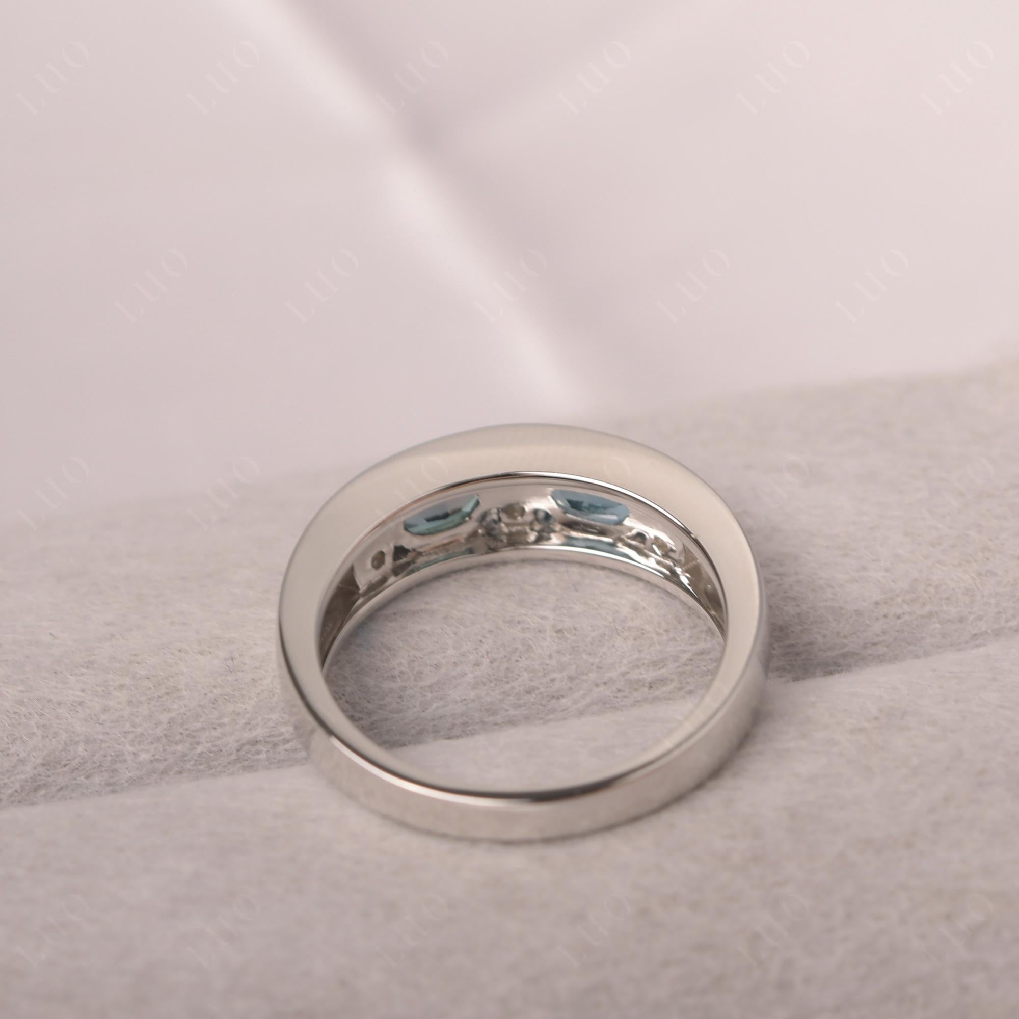 Oval Cut Lab Alexandrite and London Blue Topaz Toi Et Moi Wide Band Ring - LUO Jewelry