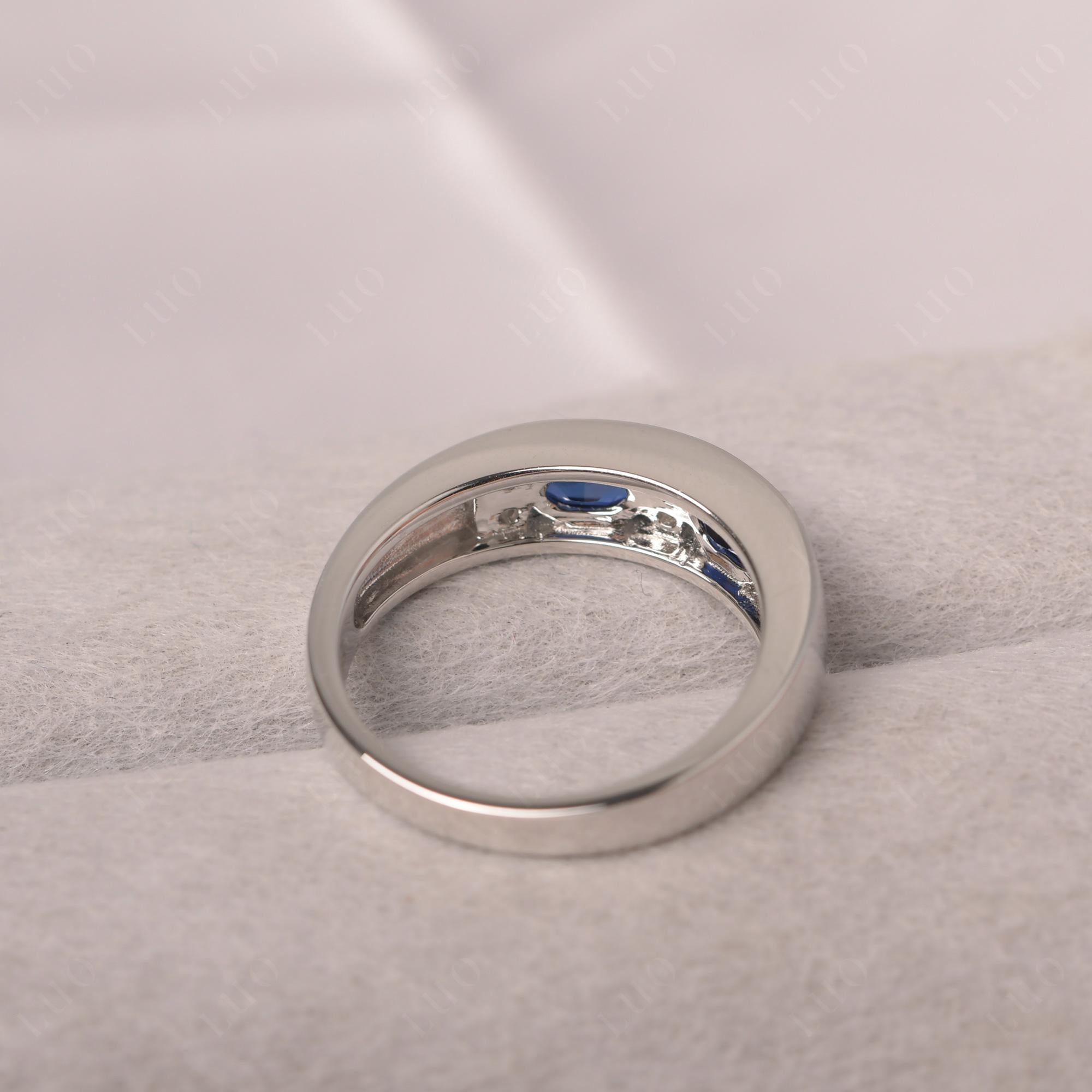 Oval Cut Lab Grown Sapphire Toi Et Moi Wide Band Ring - LUO Jewelry