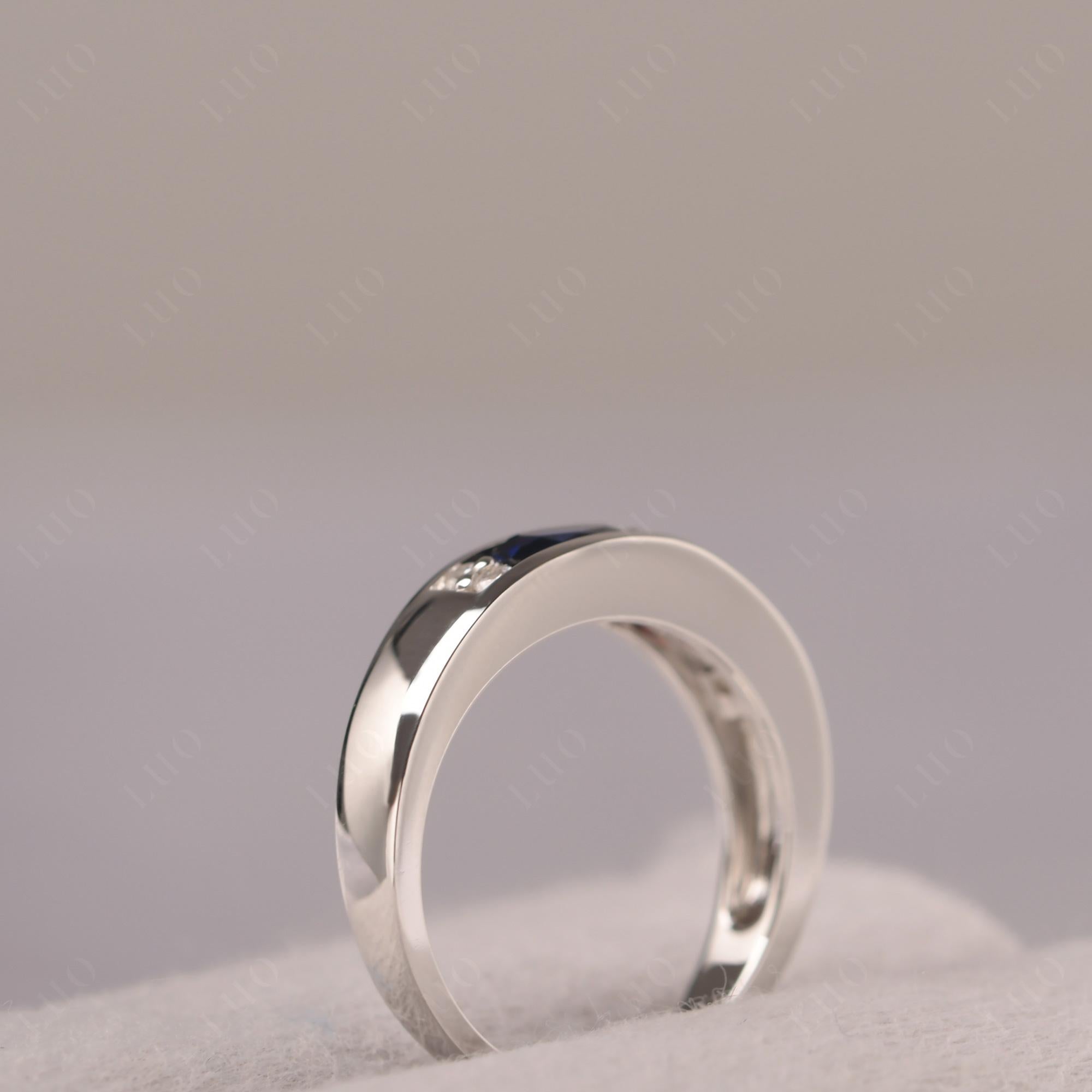 Oval Cut Lab Grown Sapphire Toi Et Moi Wide Band Ring - LUO Jewelry