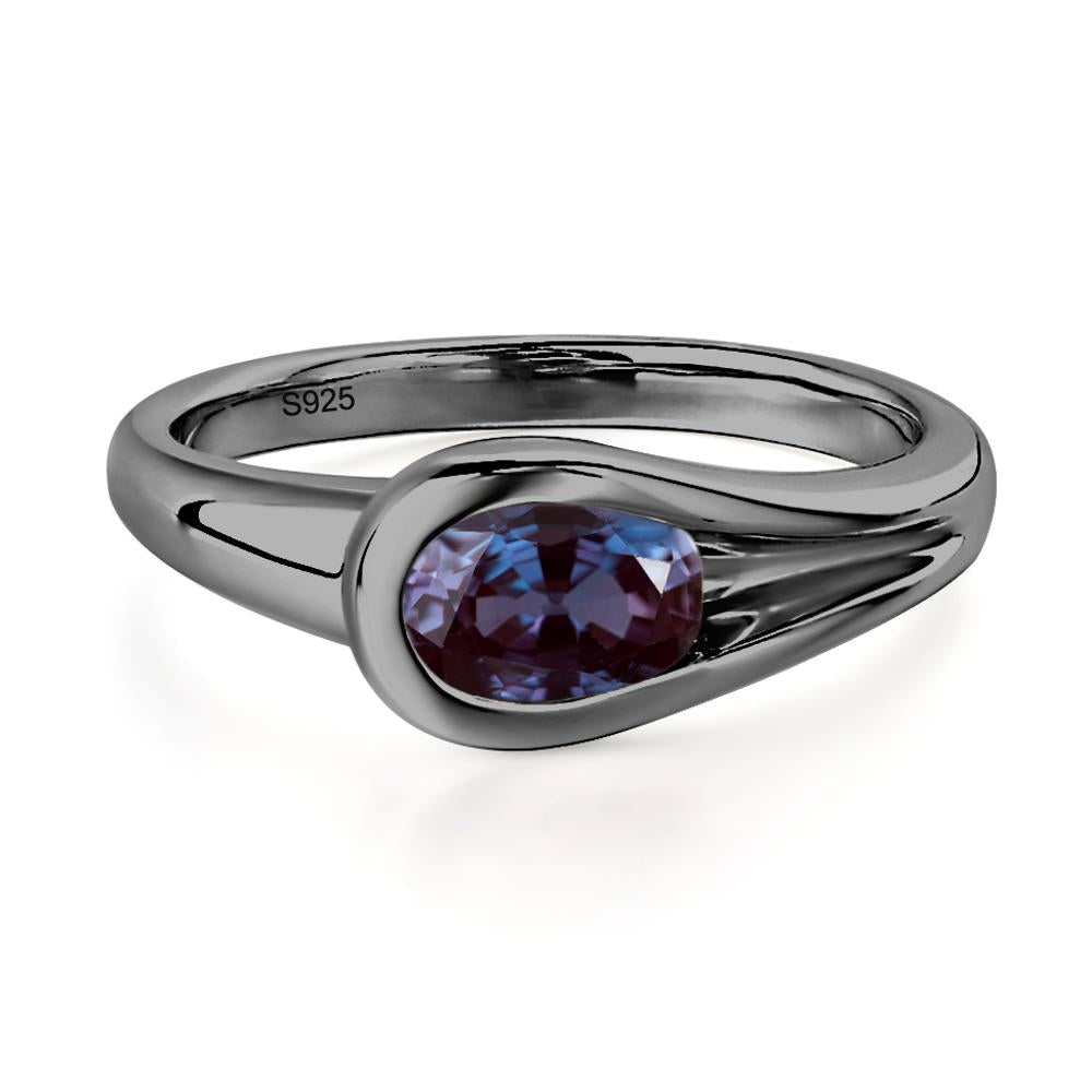 Alexandrite Simple Oval Engagement Ring - LUO Jewelry #metal_black finish sterling silver