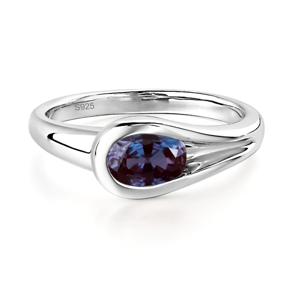 Alexandrite Simple Oval Engagement Ring - LUO Jewelry #metal_sterling silver