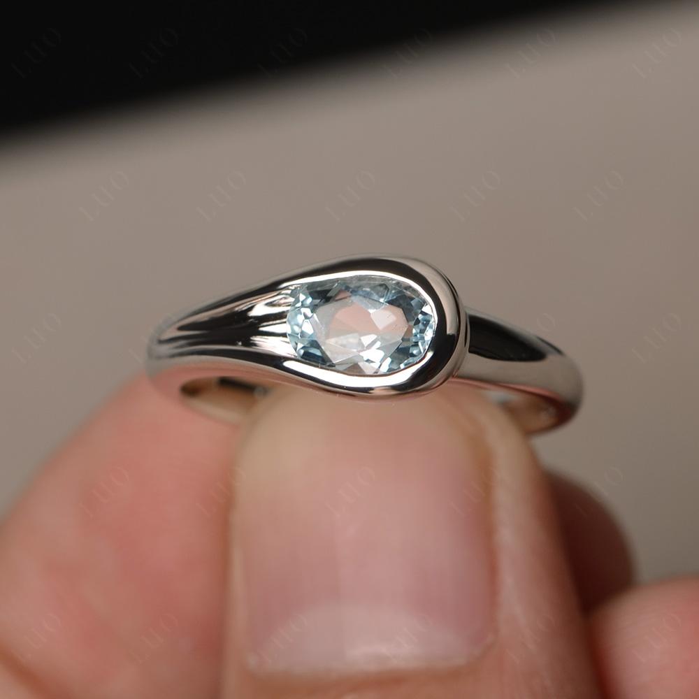 Aquamarine Minimalist Engagement Ring - LUO Jewelry