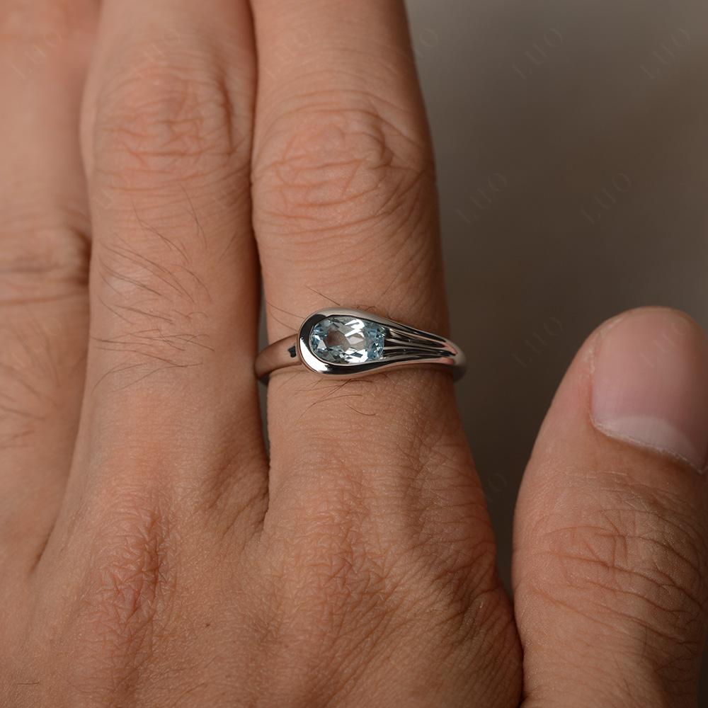 Aquamarine Minimalist Engagement Ring - LUO Jewelry