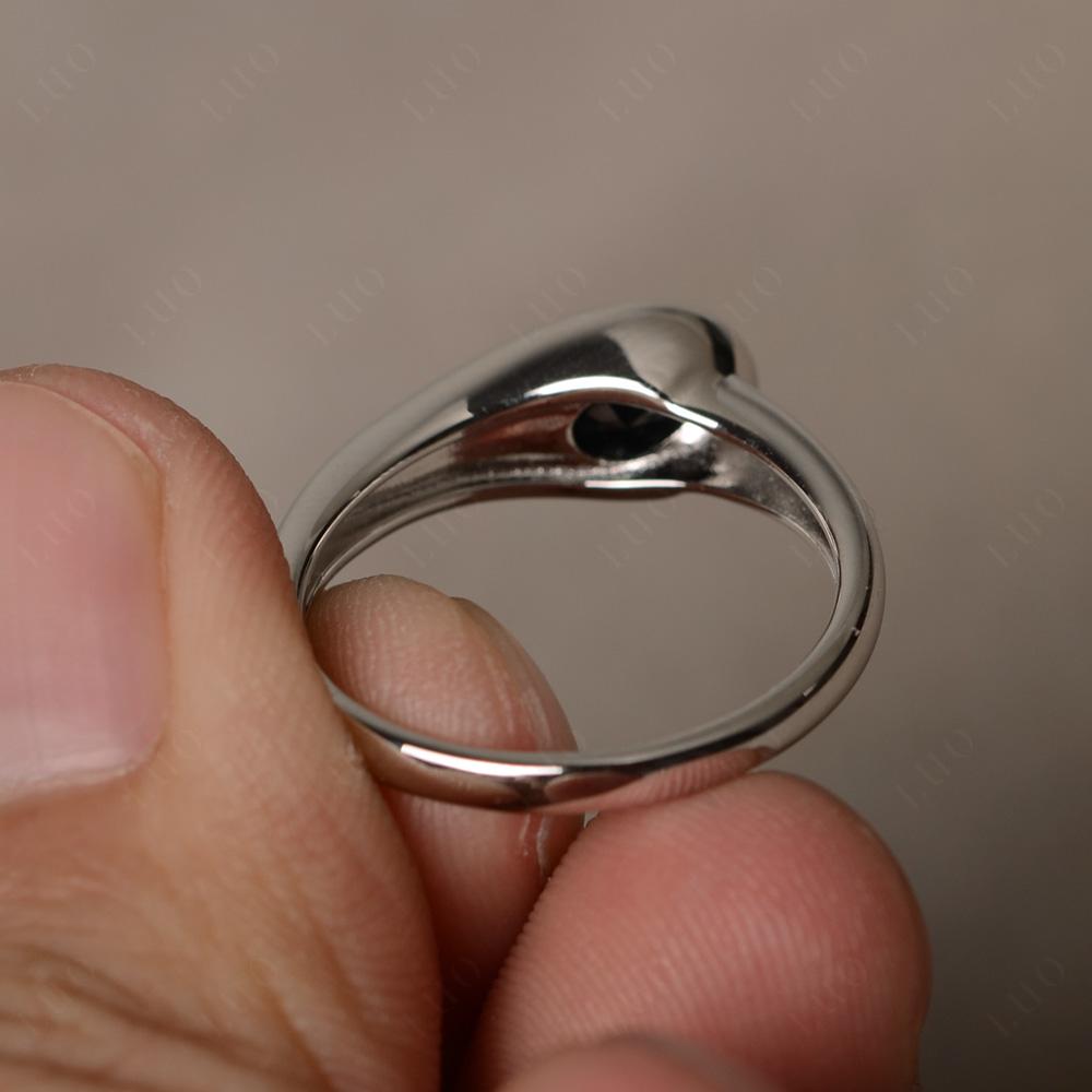 Black Spinel East West Oval Engagement Ring - LUO Jewelry