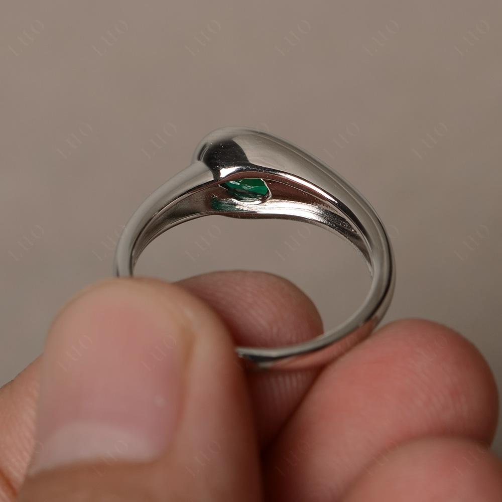 Emerald East West Oval Engagement Ring - LUO Jewelry