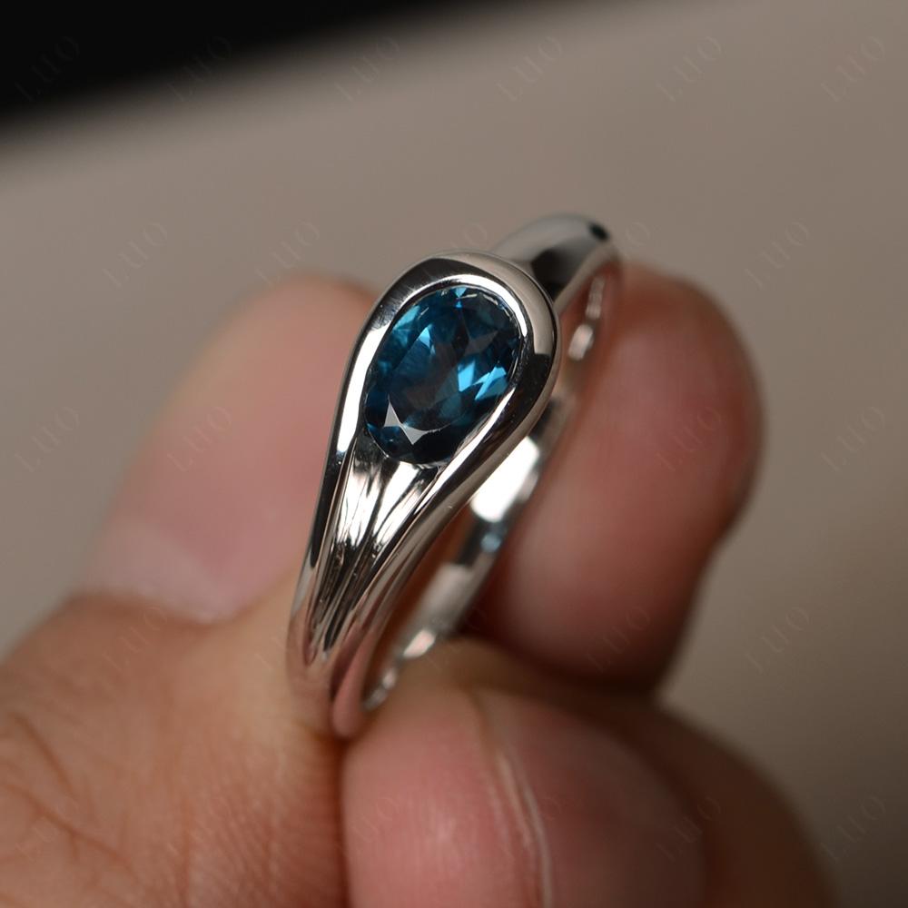 London Blue Topaz Minimalist Engagement Ring - LUO Jewelry