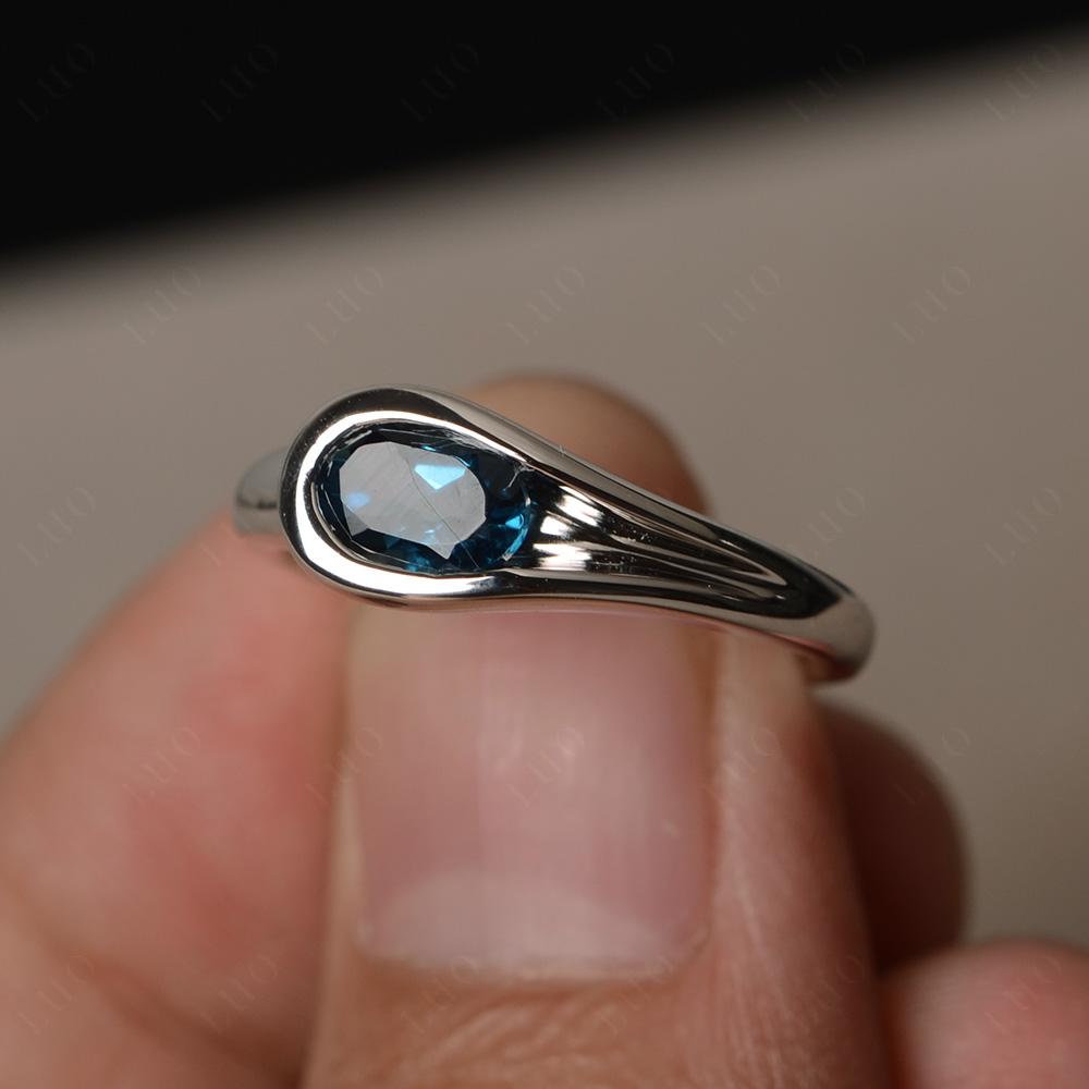 London Blue Topaz Minimalist Engagement Ring - LUO Jewelry