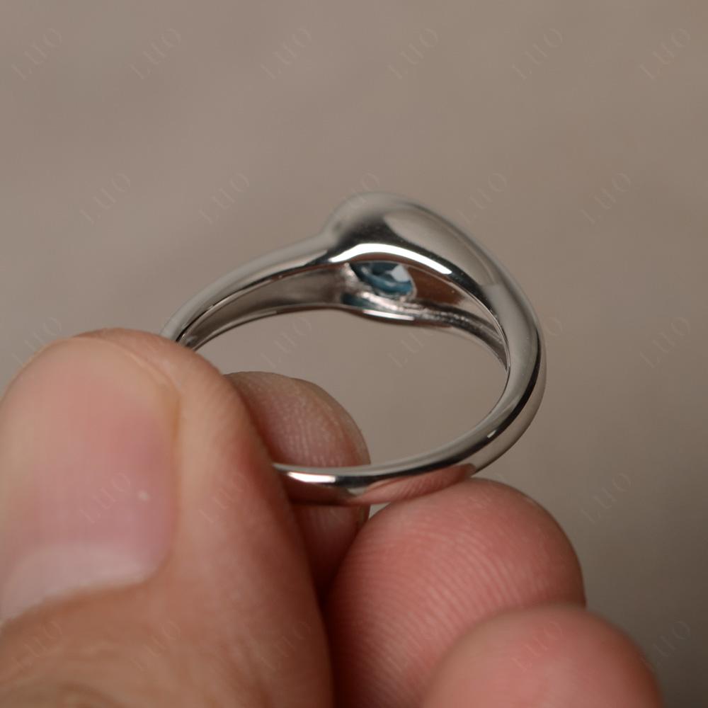 London Blue Topaz Minimalist Engagement Ring - LUO Jewelry