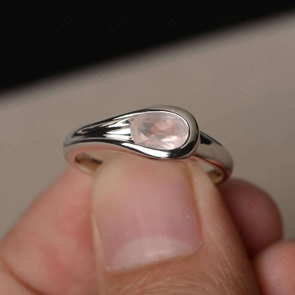 Rose Quartz Minimalist Engagement Ring - LUO Jewelry