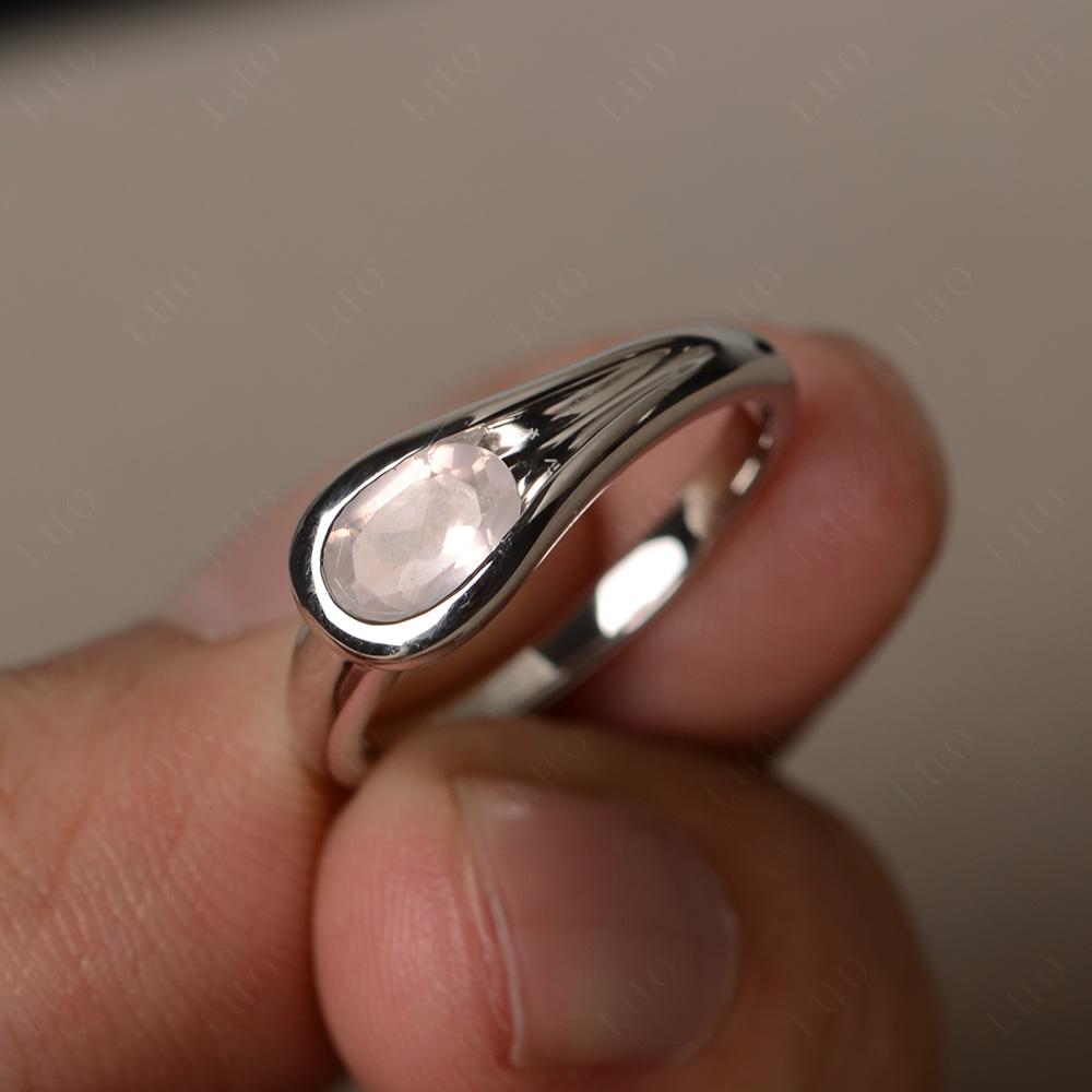 Rose Quartz Minimalist Engagement Ring - LUO Jewelry