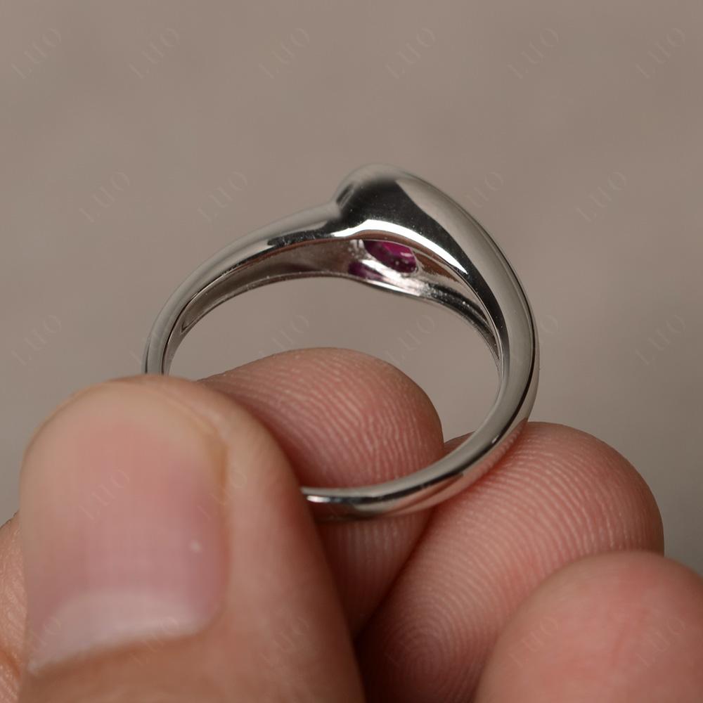 Ruby East West Oval Engagement Ring - LUO Jewelry