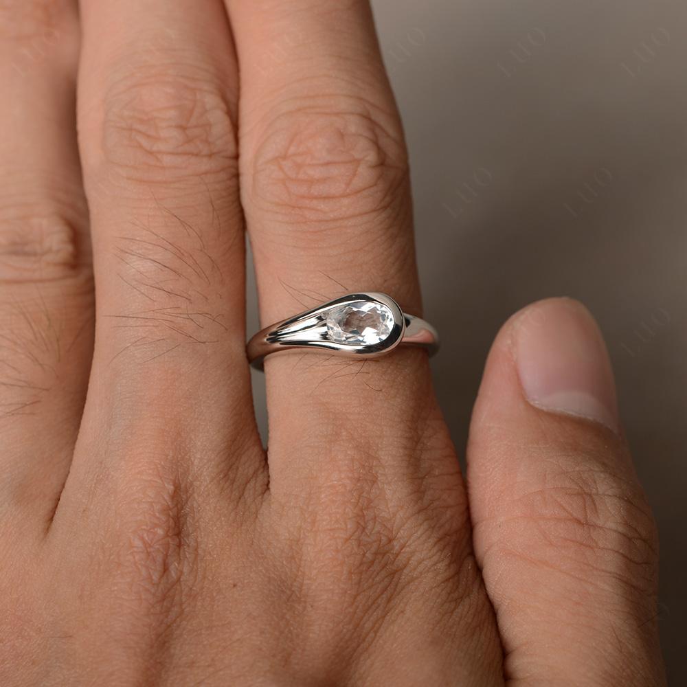 White Topaz Minimalist Engagement Ring - LUO Jewelry