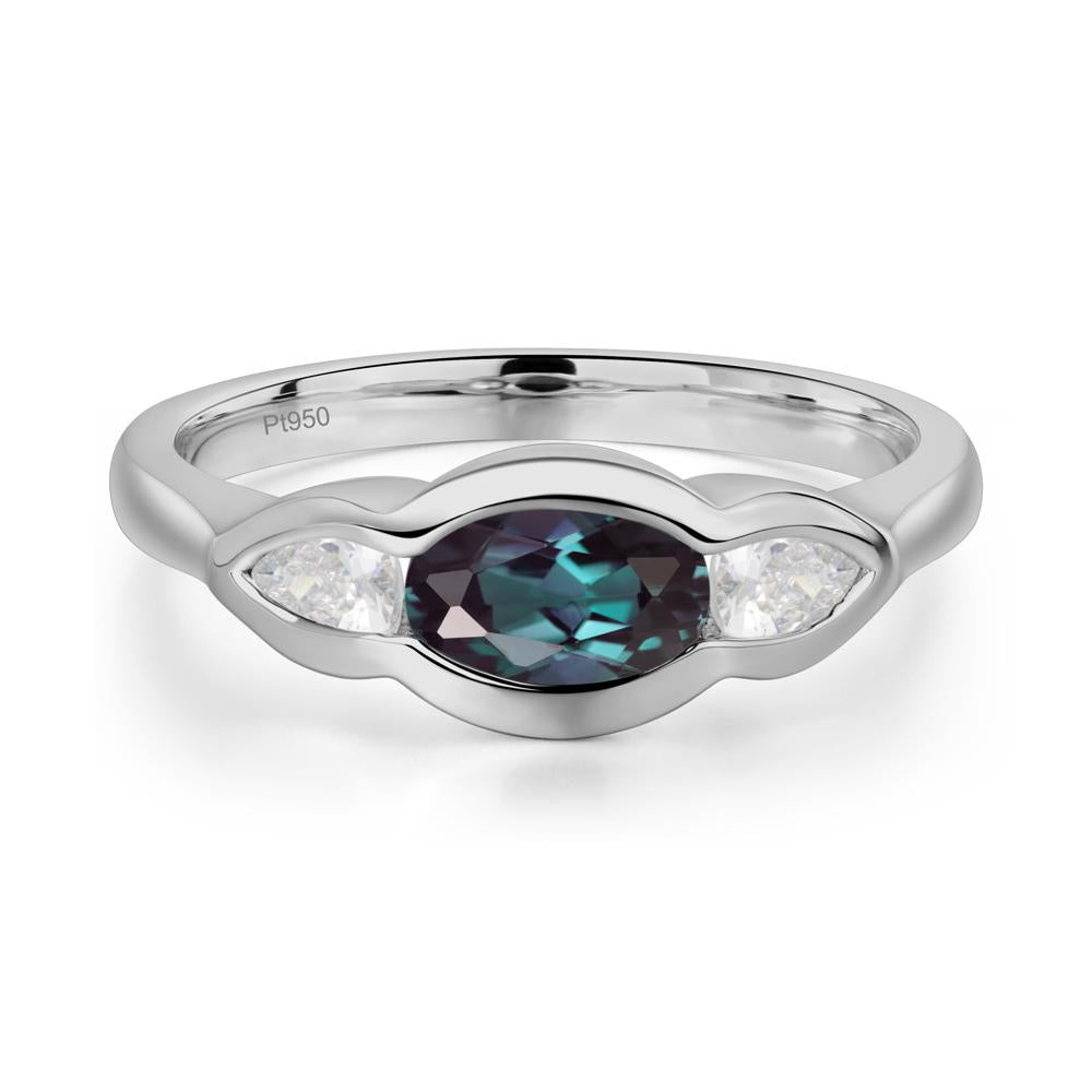 3 Stone Bezel Set Alexandrite Wave Ring - LUO Jewelry #metal_platinum