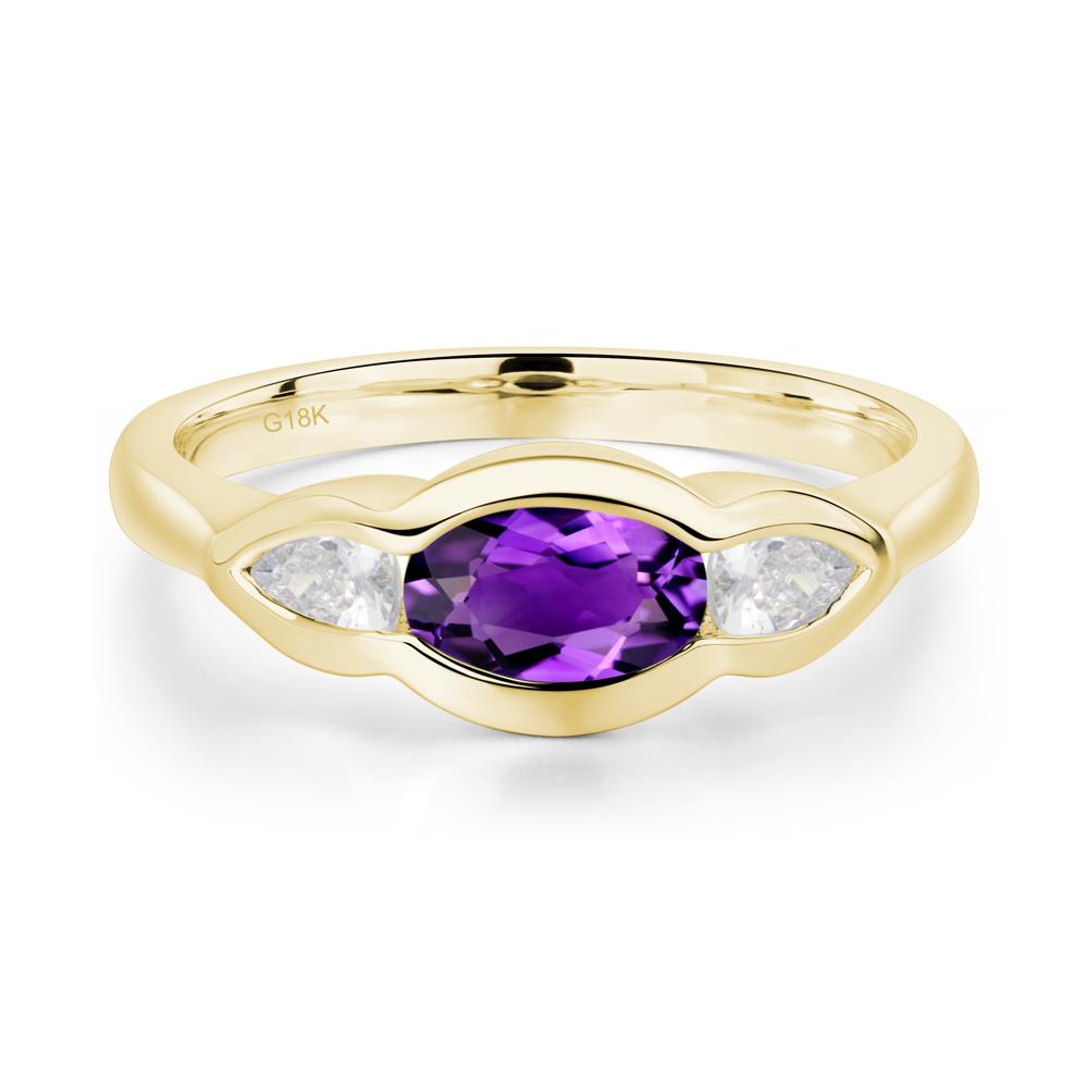 Amethyst Oval Three Stone Engagement Ring - LUO Jewelry #metal_18k yellow gold