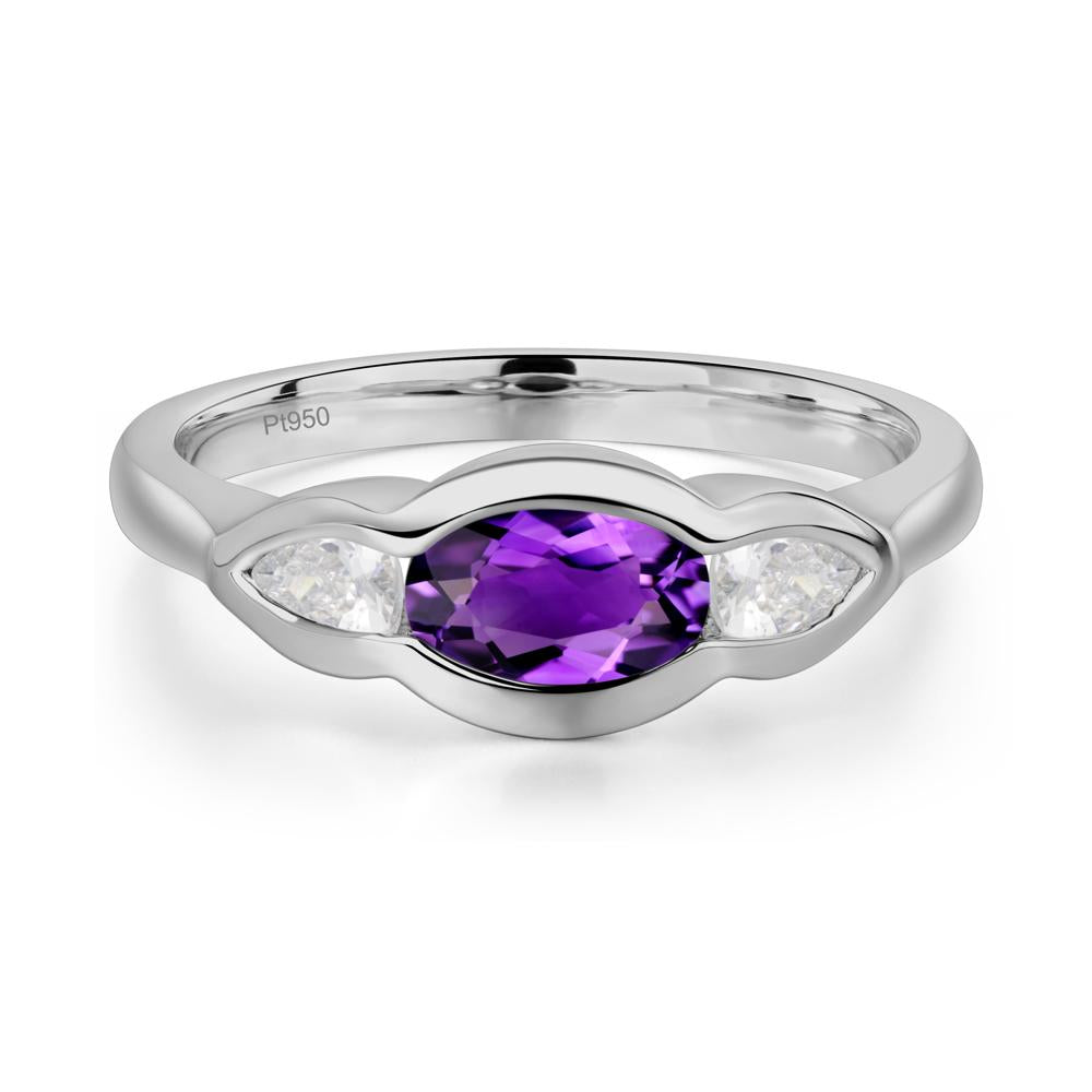 Amethyst Oval Three Stone Engagement Ring - LUO Jewelry #metal_platinum