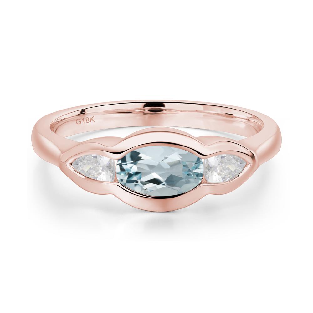 Aquamarine Three Stone Anniversary Ring - LUO Jewelry #metal_18k rose gold